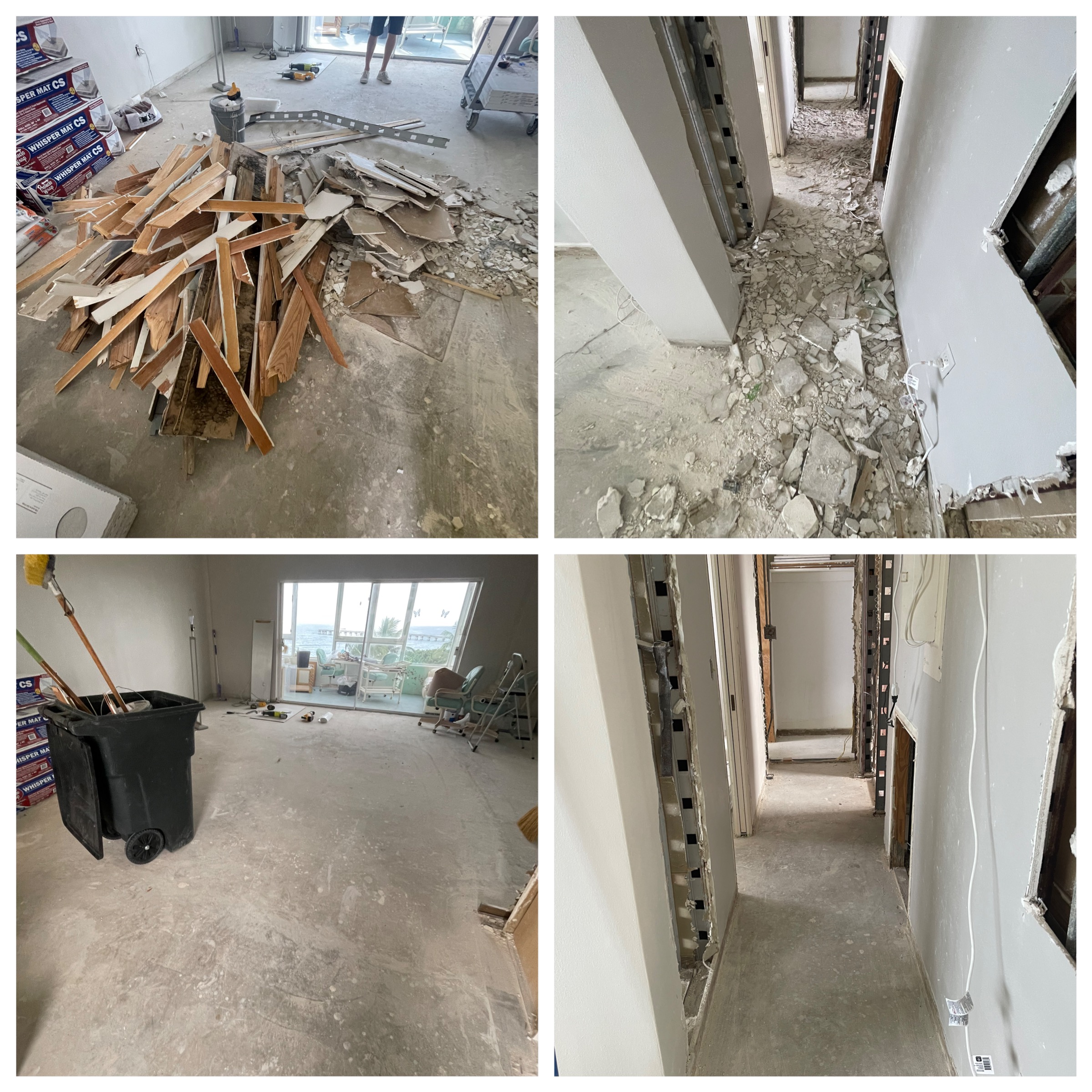 Condominium wood, drywall, studs, and other Construction Debris getting removed from 5th floor in Palm Beach, Florida.